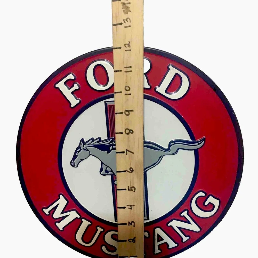 Ford Mustang Red‎ Round Tin Metal Embossed Sign Man Cave Garage Decor 11.75